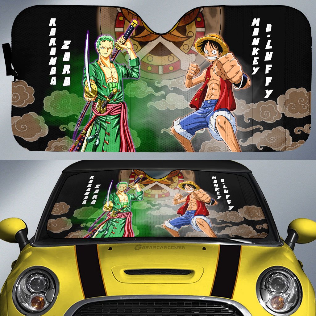 Luffy And Zoro Car Sunshade Custom For One Piece Anime Fans - Gearcarcover - 1