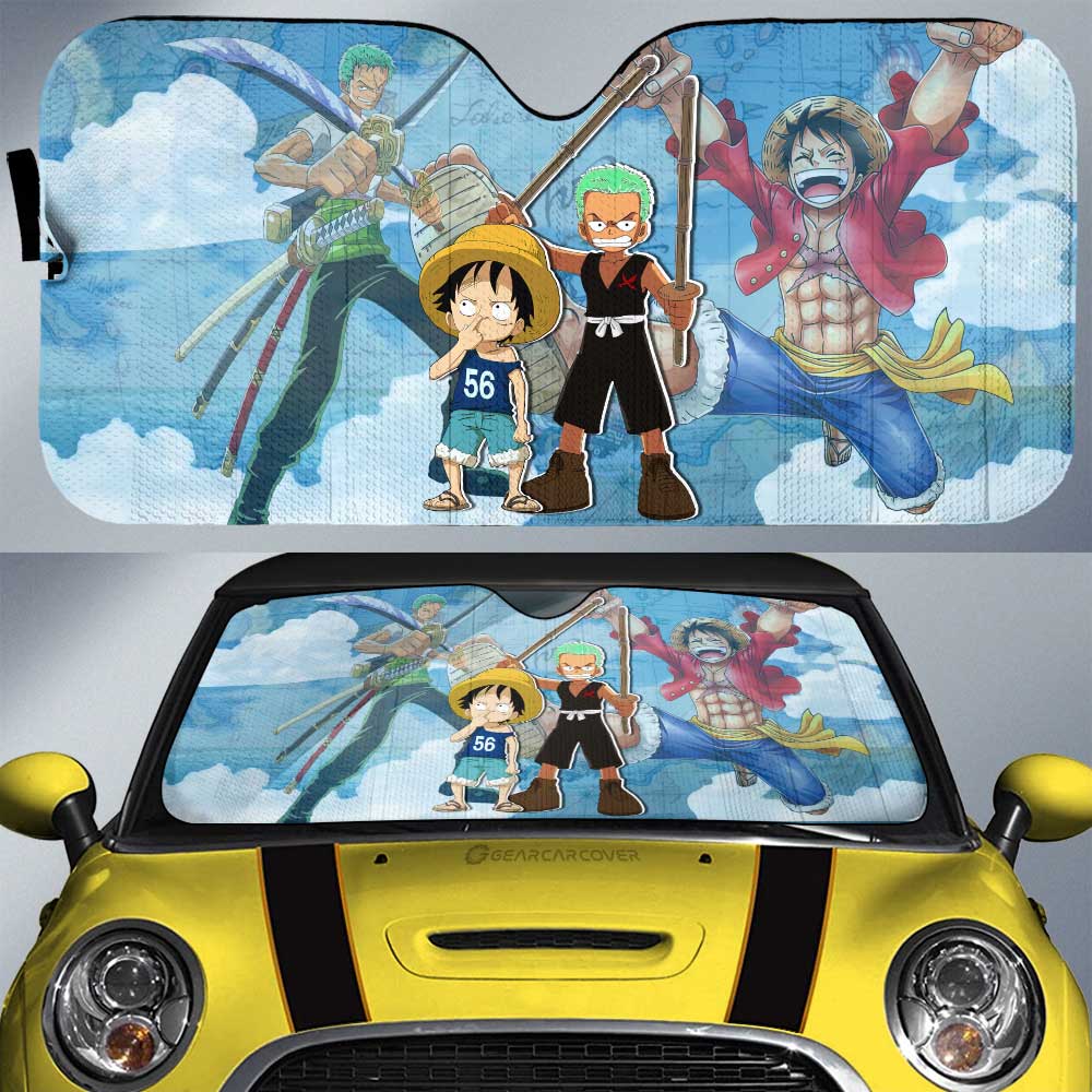 Luffy And Zoro Car Sunshade Custom One Piece Map Car Accessories For Anime Fans - Gearcarcover - 1