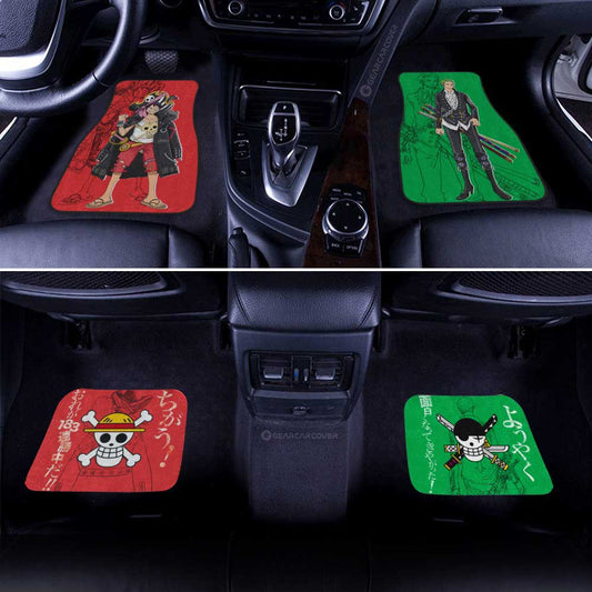 Luffy And Zoro Film Red Car Floor Mats Custom One Piece Anime Car Accessories - Gearcarcover - 2