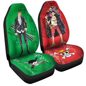 Luffy And Zoro Film Red Car Seat Covers Custom One Piece Anime Car Accessories - Gearcarcover - 1