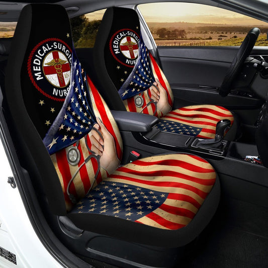 MSN Nurse Car Seat Covers Custom American Flag Meaningful For Fourth Of July - Gearcarcover - 2