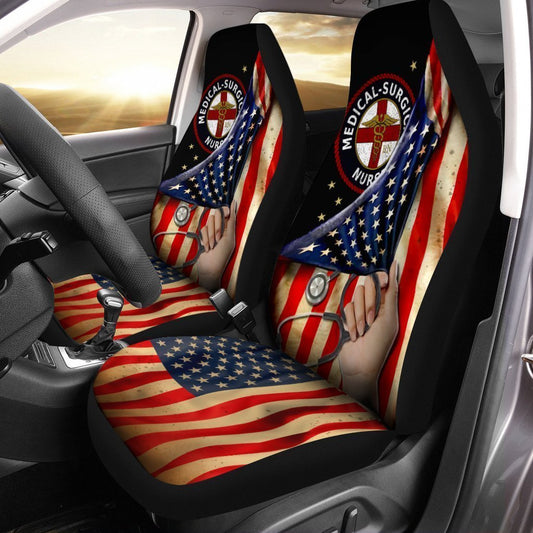 MSN Nurse Car Seat Covers Custom American Flag Meaningful For Fourth Of July - Gearcarcover - 1