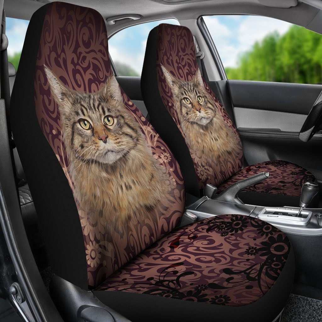 Maine Coon Car Seat Covers Vintage Car Accessories For Cat Lovers - Gearcarcover - 1