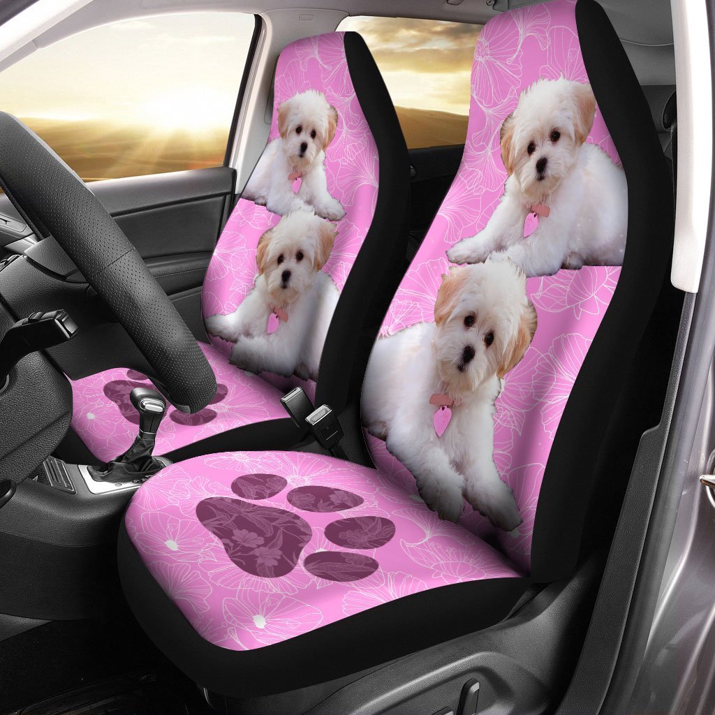 Maltese Car Seat Covers Custom Pink Car Interior Accessories - Gearcarcover - 2