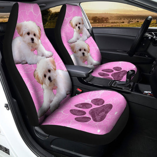 Maltese Car Seat Covers Custom Pink Car Interior Accessories - Gearcarcover - 1
