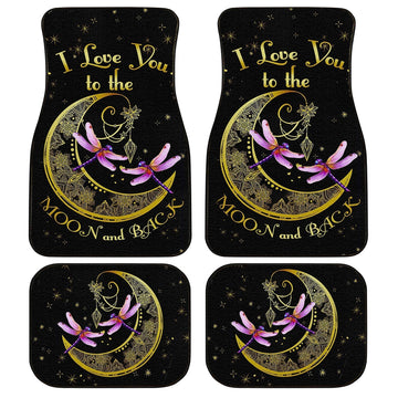 Mandala Dragonfly Car Floor Mats I Love You To The Moon And Back Car Accessories - Gearcarcover - 1