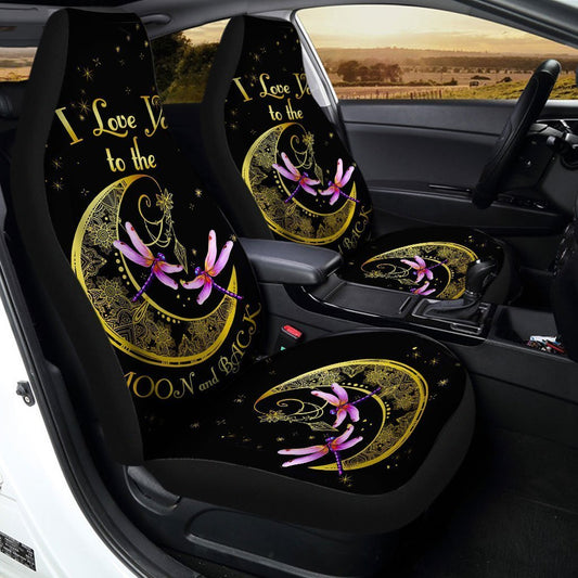 Mandala Dragonfly Car Seat Covers I Love You To The Moon And Back Car Accessories - Gearcarcover - 2