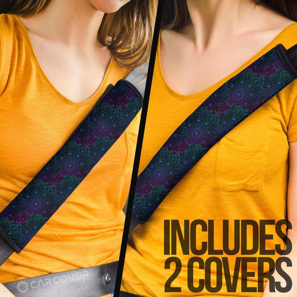 Mandala Seat Belt Covers Custom Flower Car Interior Accessories - Gearcarcover - 2