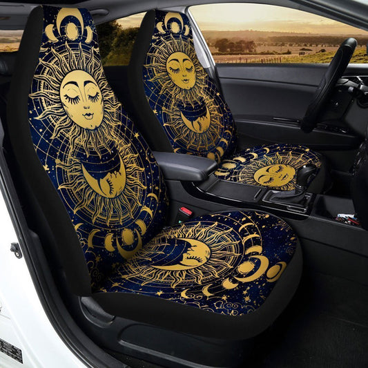Mandala Sun and Moon Car Seat Covers Custom Night Sky Celestial Car Accessories - Gearcarcover - 2