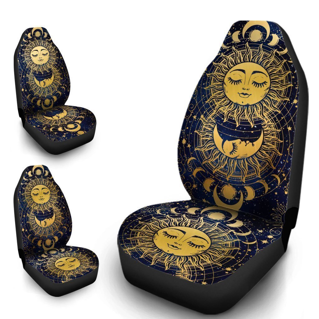 Mandala Sun and Moon Car Seat Covers Custom Night Sky Celestial Car Accessories - Gearcarcover - 4