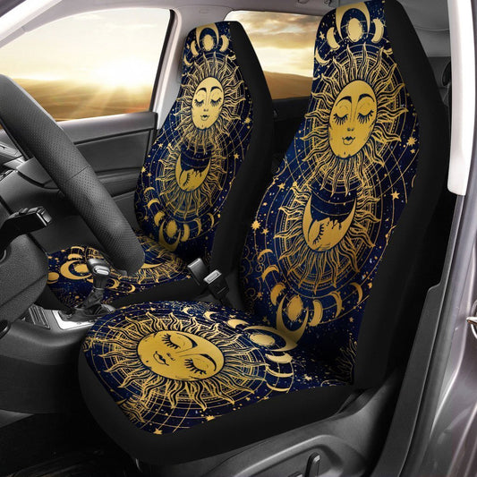 Mandala Sun and Moon Car Seat Covers Custom Night Sky Celestial Car Accessories - Gearcarcover - 1