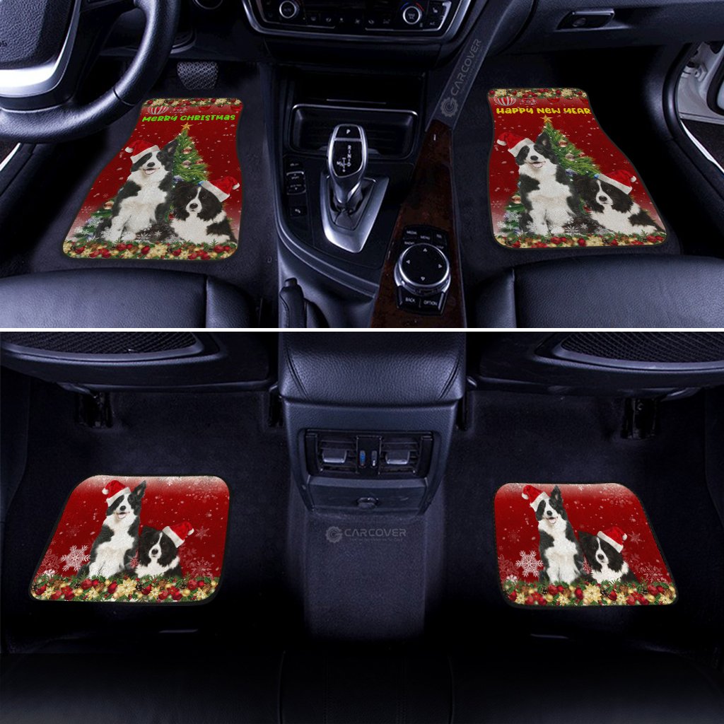 Merry Christmas Border Collies Car Floor Mats Custom Animal Car Accessories For Dog Lovers - Gearcarcover - 3