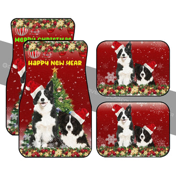 Merry Christmas Border Collies Car Floor Mats Custom Animal Car Accessories For Dog Lovers - Gearcarcover - 1