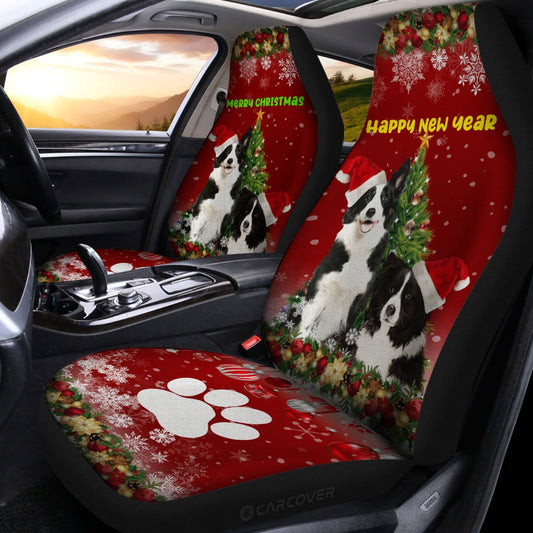 Merry Christmas Border Collies Car Seat Covers Custom Animal Car Accessories For Dog Lovers - Gearcarcover - 2