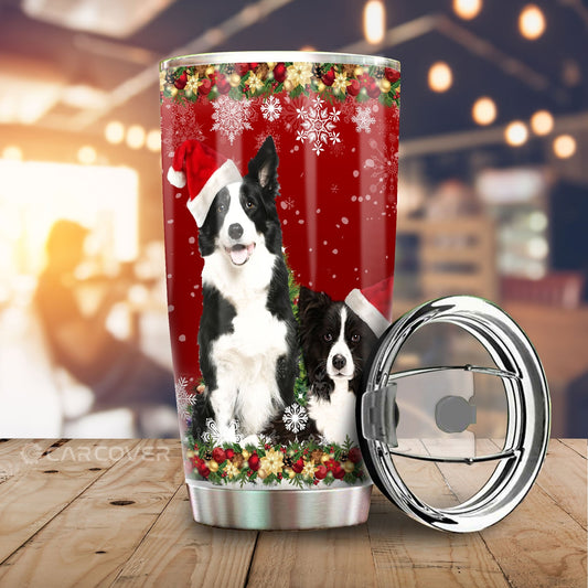 Merry Christmas Border Collies Tumbler Cup Custom Animal Car Accessories For Dog Lovers - Gearcarcover - 2