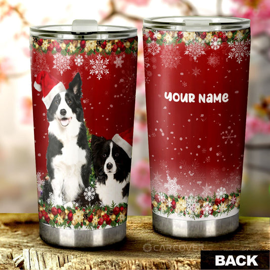 Merry Christmas Border Collies Tumbler Cup Custom Animal Car Accessories For Dog Lovers - Gearcarcover - 1