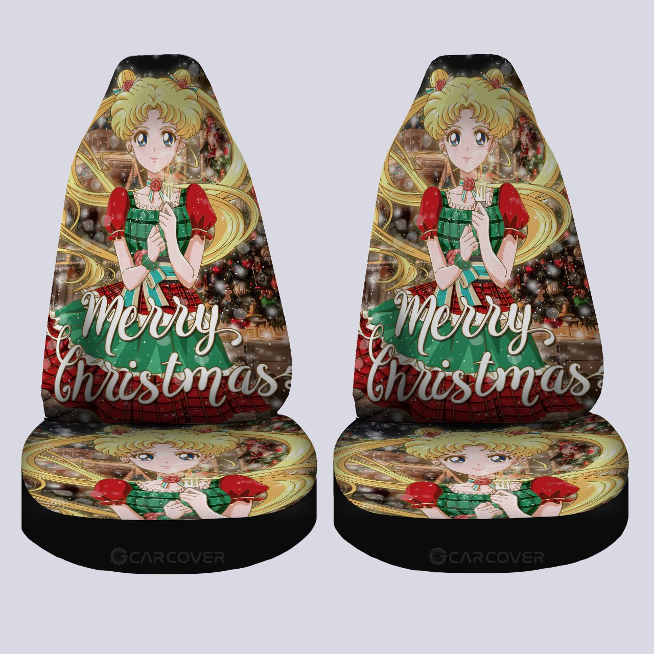 Merry Christmas Sailor Moon Car Seat Covers Custom Anime Car Accessories - Gearcarcover - 4