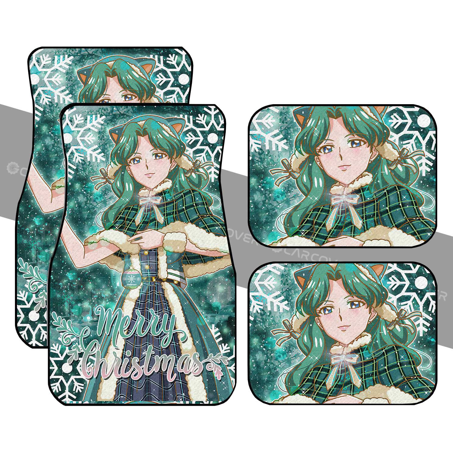 Merry Christmas Sailor Neptune Car Floor Mats Custom Anime Sailor Moon Car Accessories - Gearcarcover - 1