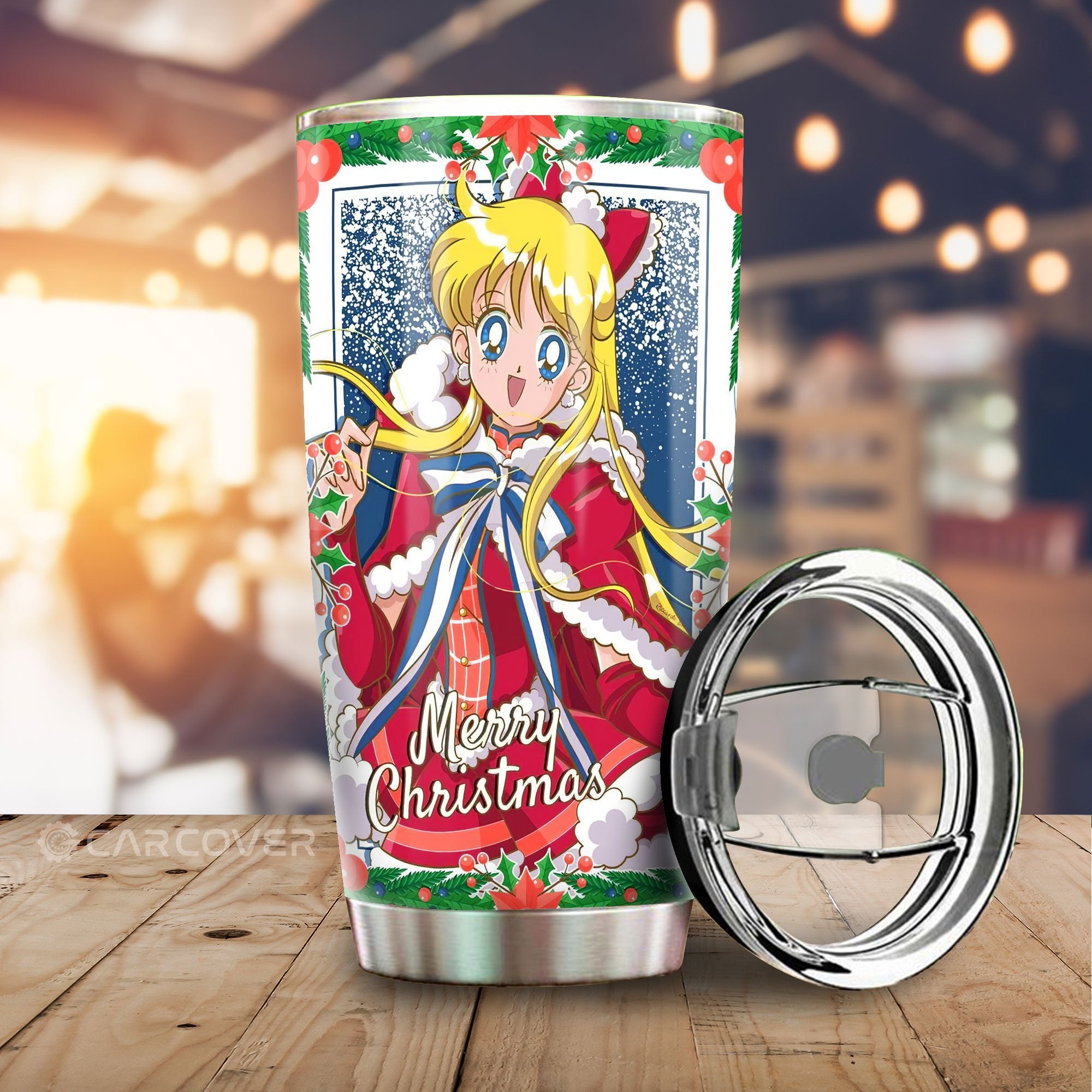 Merry Christmas Sailor Venus Tumbler Cup Custom Anime Sailor Moon Car Accessories - Gearcarcover - 1