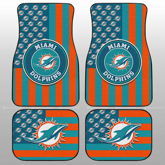 Miami Dolphins Car Floor Mats Custom US Flag Style - Gearcarcover - 1