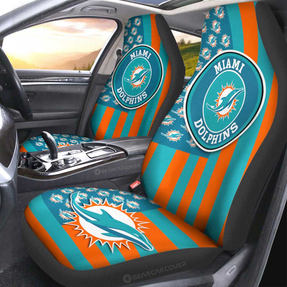 Miami Dolphins Car Seat Covers Custom US Flag Style - Gearcarcover - 2