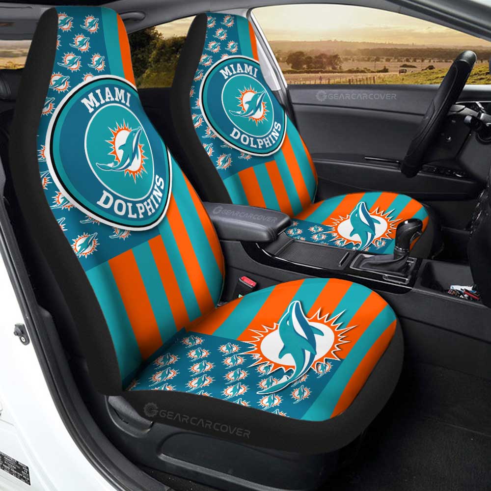 Miami Dolphins Car Seat Covers Custom US Flag Style - Gearcarcover - 1