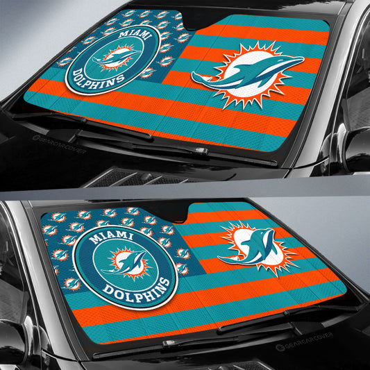 Miami Dolphins Car Sunshade Custom US Flag Style - Gearcarcover - 2