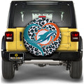 Miami Dolphins Spare Tire Cover Custom Leopard Heart For Fans - Gearcarcover - 1