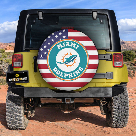 Miami Dolphins Spare Tire Covers Custom US Flag Style - Gearcarcover - 2