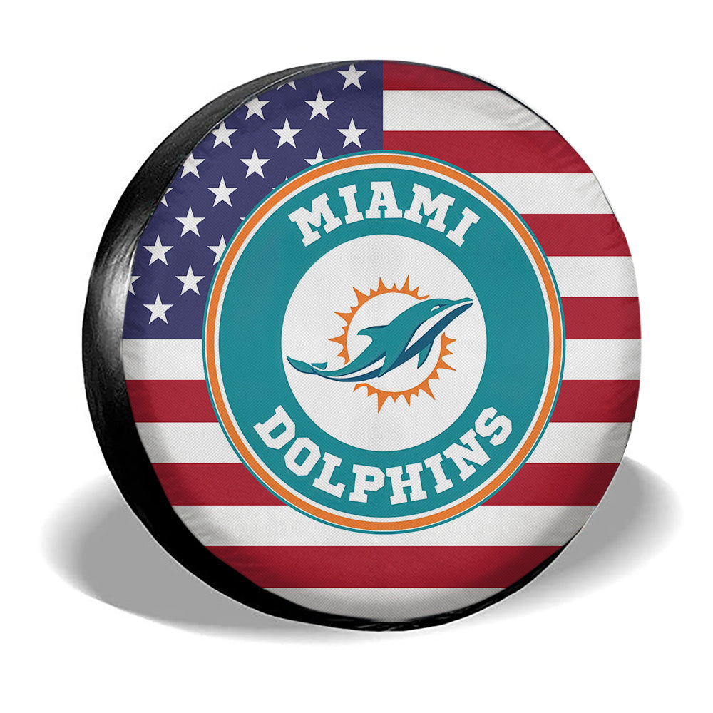 Miami Dolphins Spare Tire Covers Custom US Flag Style - Gearcarcover - 3