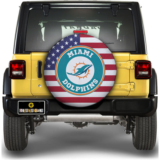 Miami Dolphins Spare Tire Covers Custom US Flag Style - Gearcarcover - 1
