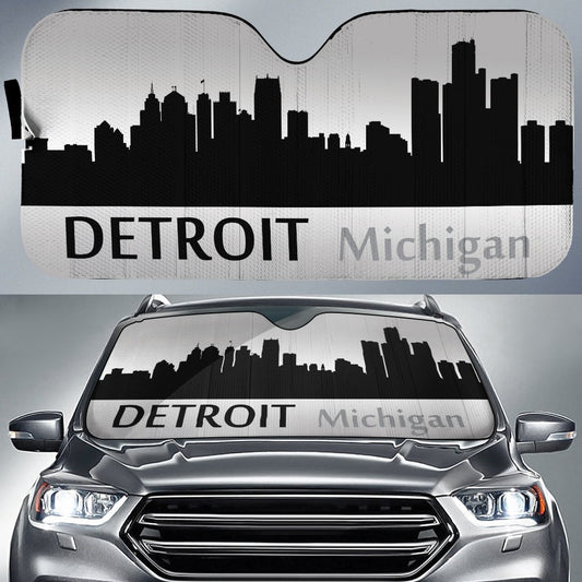 Michigan Detroit Skyline Car Sunshade Custom Car Accessories - Gearcarcover - 1