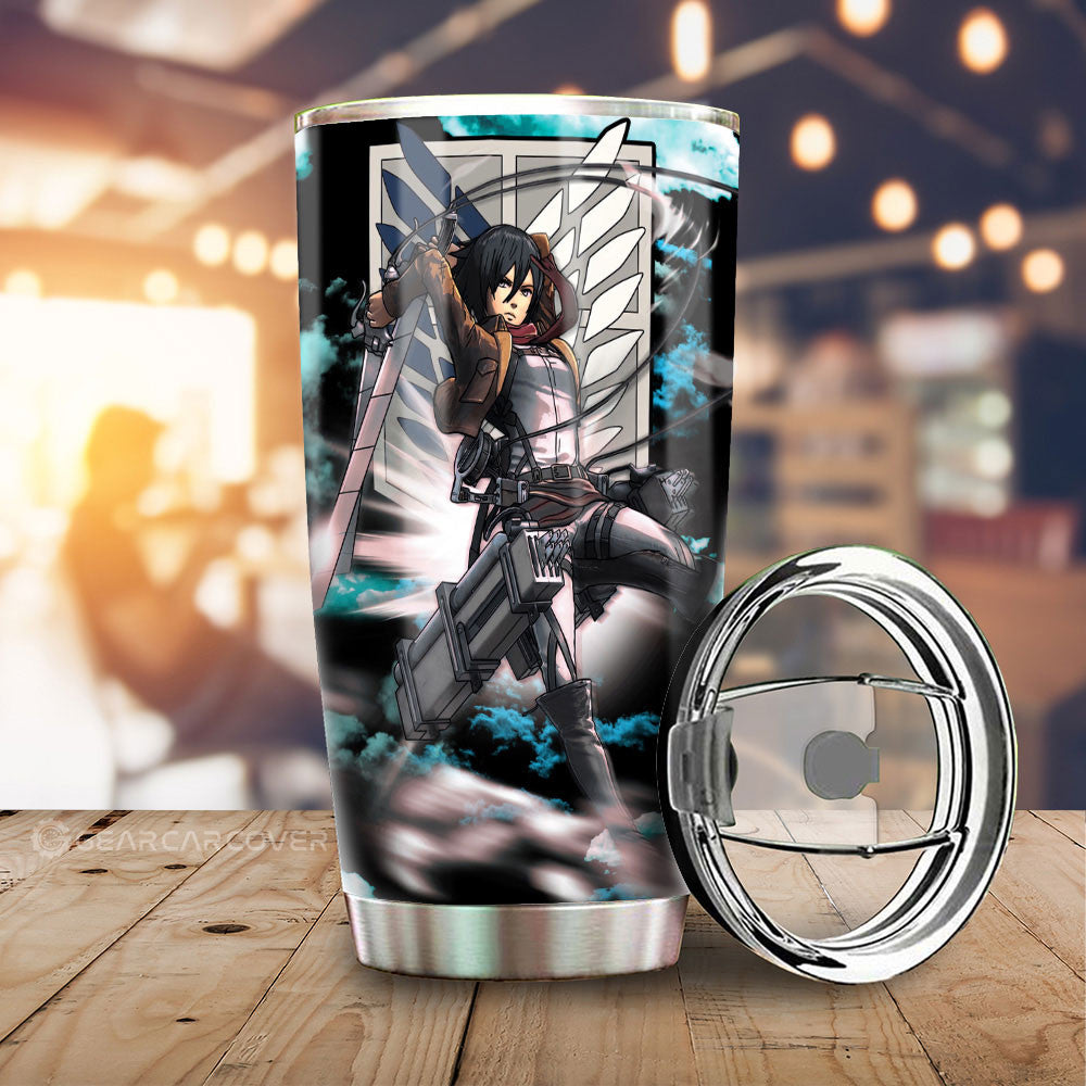 Mikasa Ackerman Tumbler Cup Custom Attack On Titan Anime Car Interior Accessories - Gearcarcover - 1