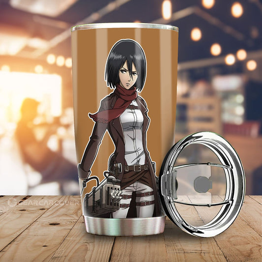 Mikasa Ackerman Tumbler Cup Custom Main Hero Attack On Titan Anime Car Accessories - Gearcarcover - 1