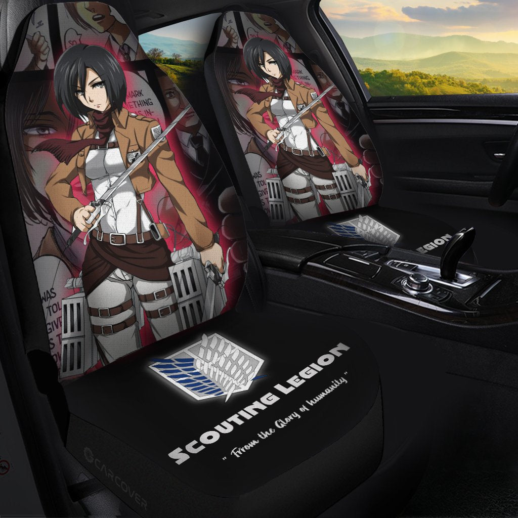 Mikasa Car Seat Covers Custom Anime Attack On Titan Car Interior Accessories - Gearcarcover - 1