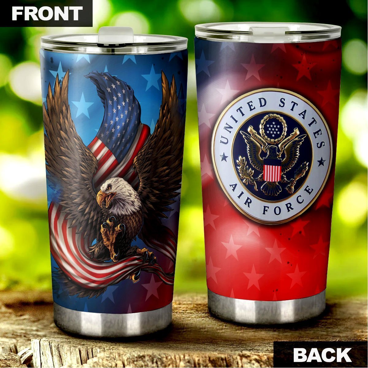Military US Airforce Personalized Tumbler Stainless Steel - Gearcarcover - 4