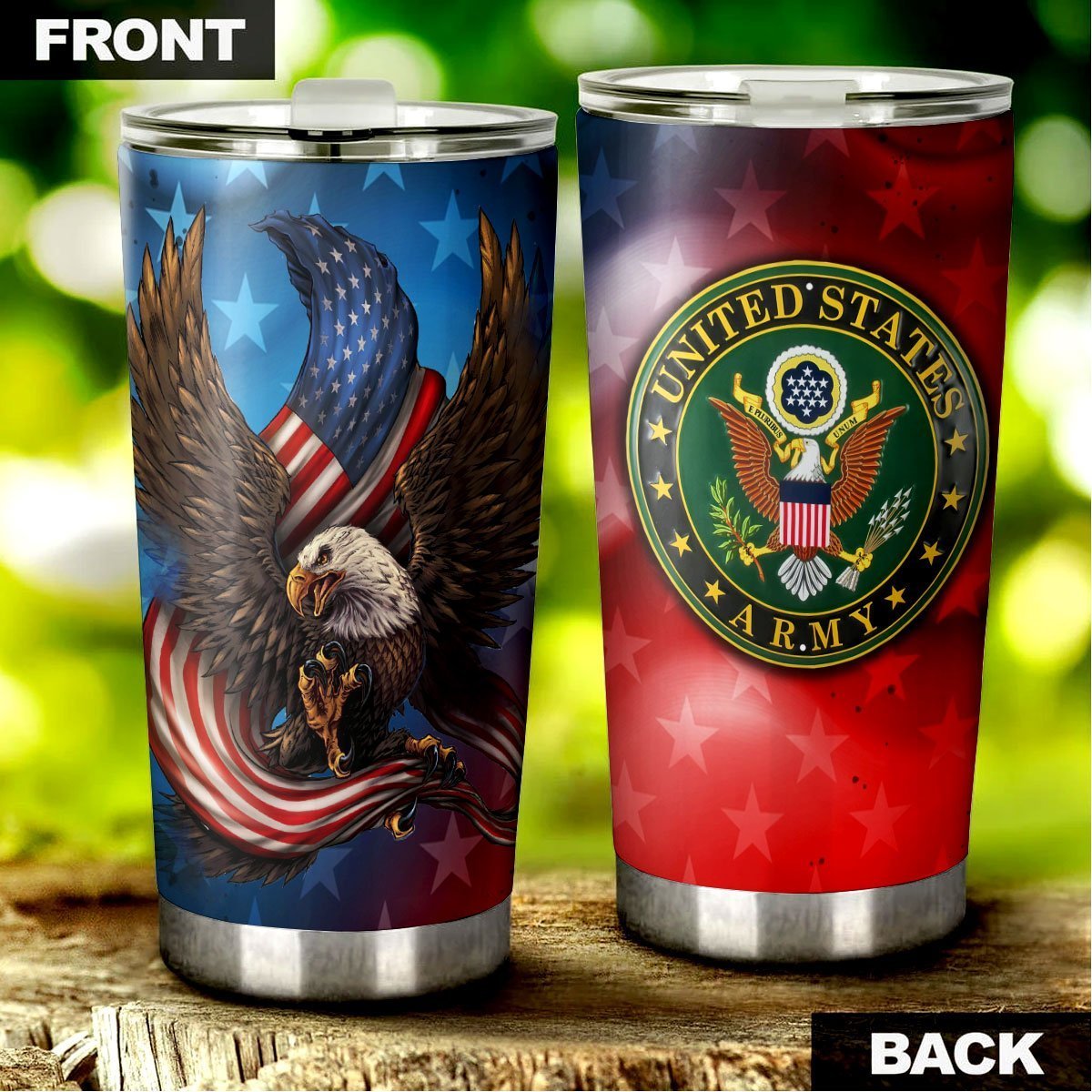 Military US Army Personalized Tumbler Stainless Steel - Gearcarcover - 4