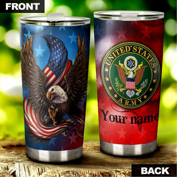 Military US Army Personalized Tumbler Stainless Steel - Gearcarcover - 1