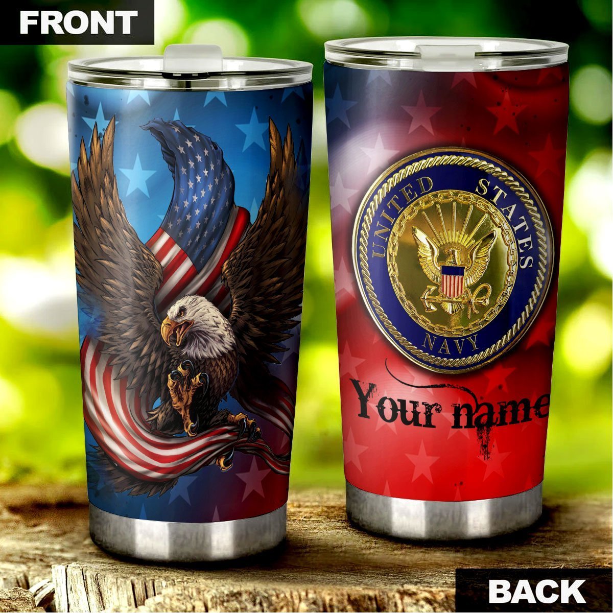Military US Navy Personalized Tumbler Stainless Steel - Gearcarcover - 1