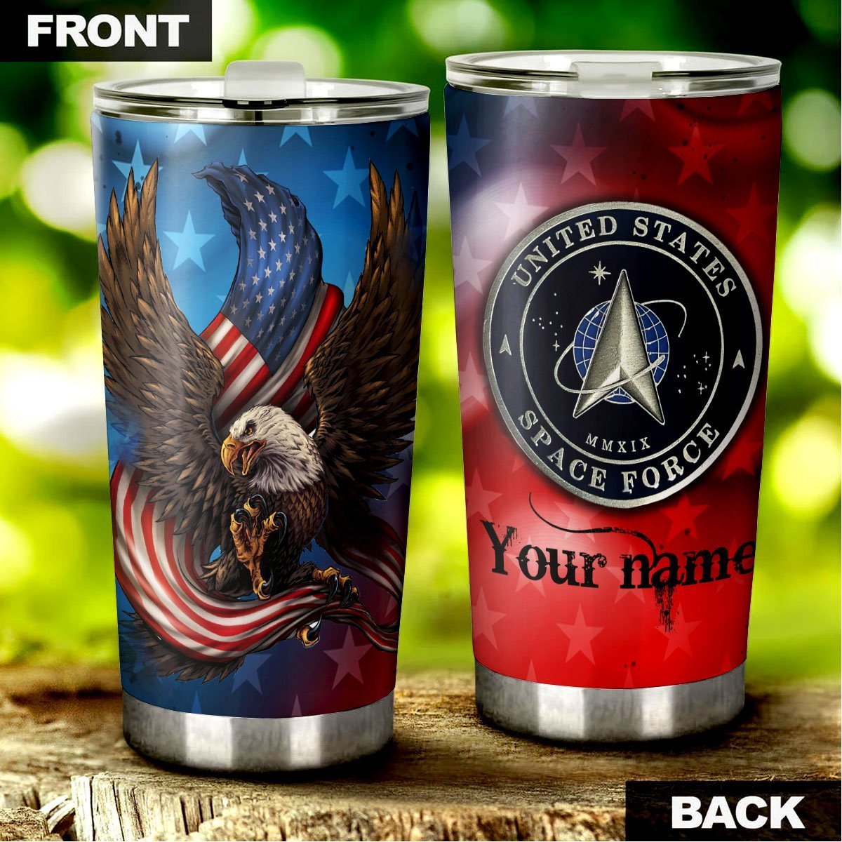 Military US Space Force Personalized Tumbler Stainless Steel - Gearcarcover - 1