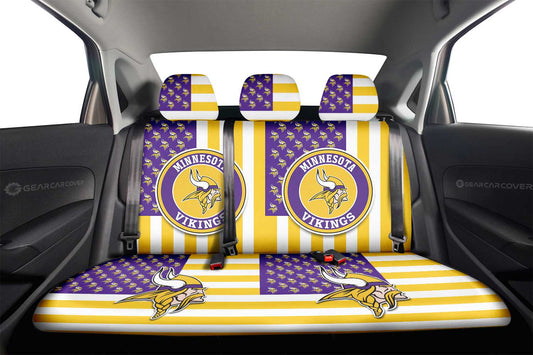Minnesota Vikings Car Back Seat Cover Custom US Flag Style - Gearcarcover - 2