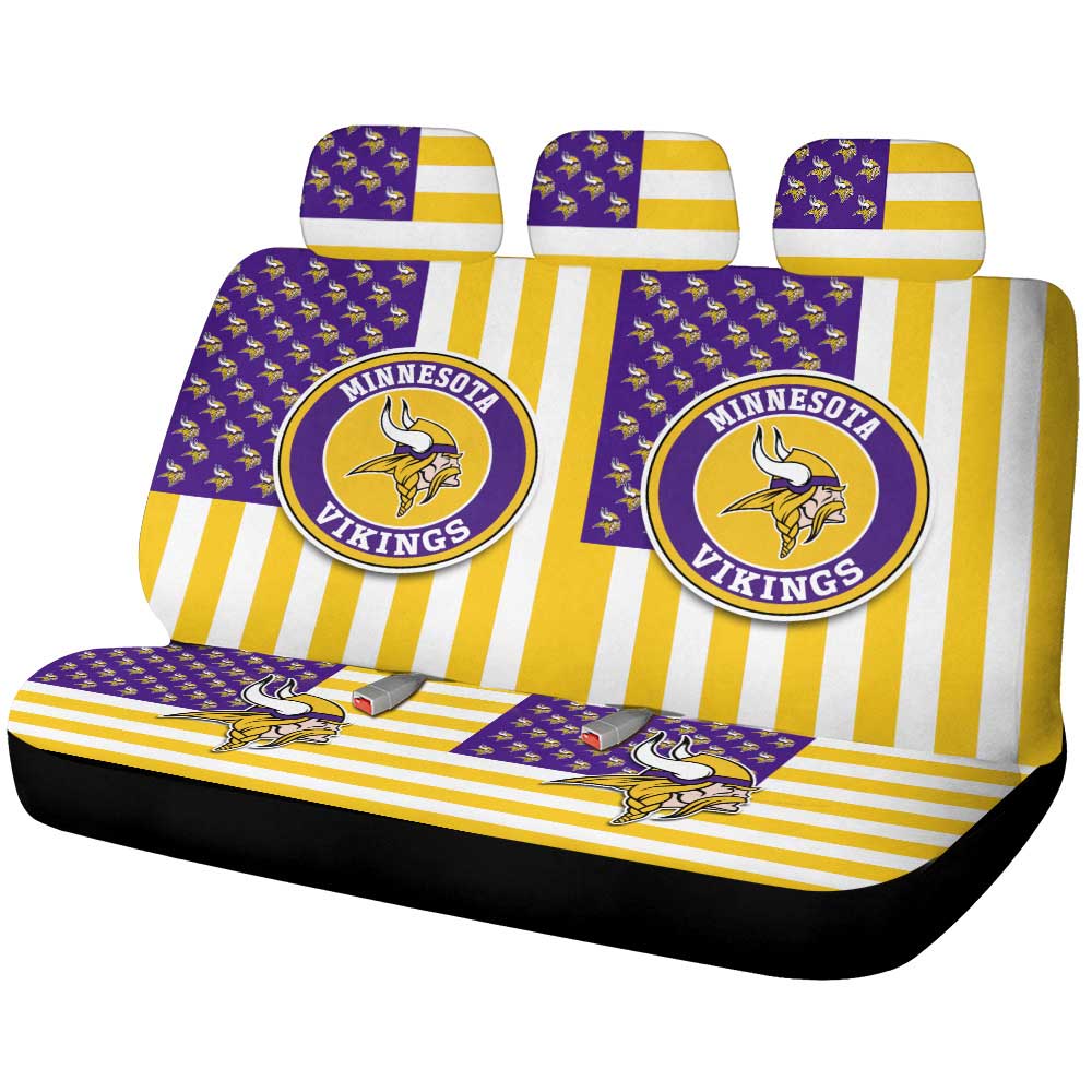 Minnesota Vikings Car Back Seat Cover Custom US Flag Style - Gearcarcover - 1