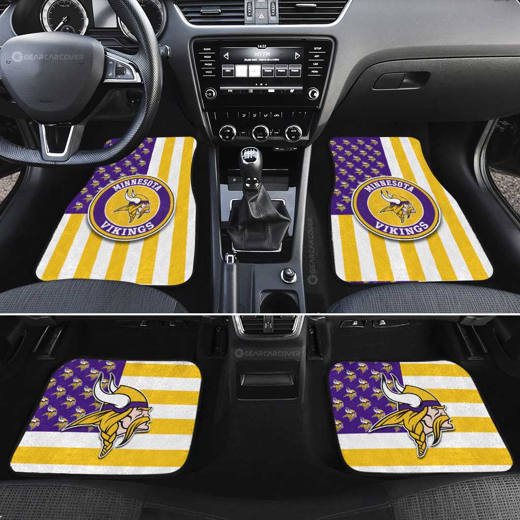 Minnesota Vikings Car Floor Mats Custom US Flag Style - Gearcarcover - 2