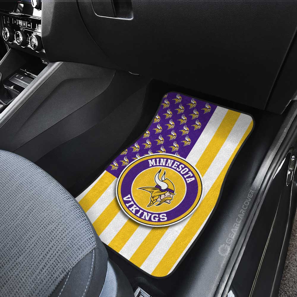 Minnesota Vikings Car Floor Mats Custom US Flag Style - Gearcarcover - 3