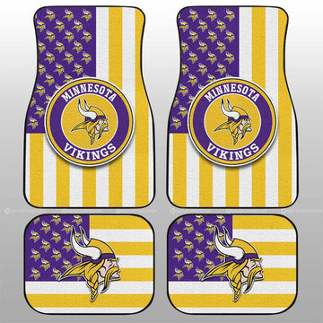 Minnesota Vikings Car Floor Mats Custom US Flag Style - Gearcarcover - 1