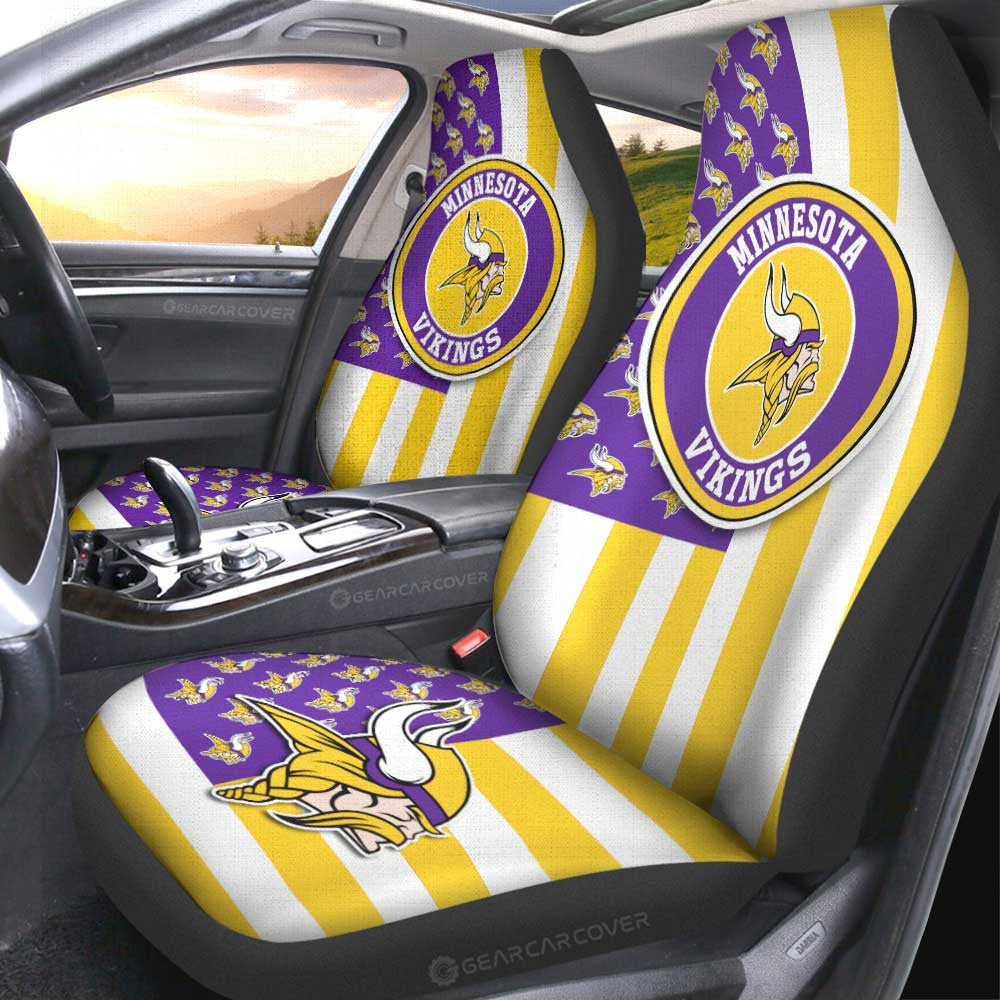 Minnesota Vikings Car Seat Covers Custom US Flag Style - Gearcarcover - 2