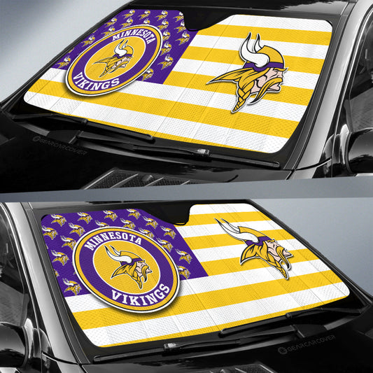 Minnesota Vikings Car Sunshade Custom US Flag Style - Gearcarcover - 2