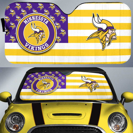 Minnesota Vikings Car Sunshade Custom US Flag Style - Gearcarcover - 1