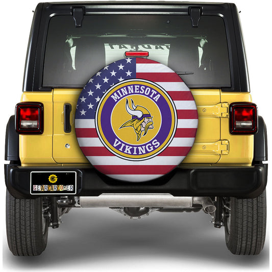 Minnesota Vikings Spare Tire Covers Custom US Flag Style - Gearcarcover - 1