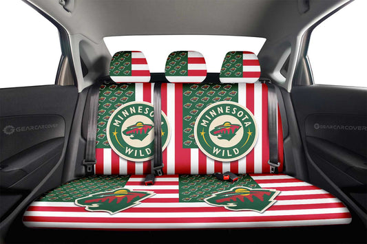 Minnesota Wild Car Back Seat Cover Custom US Flag Style - Gearcarcover - 2